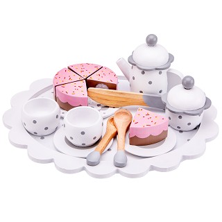 Tea set with cutting cake - white